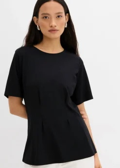 bonprix bonprix Esenciales|Camisetas>Camiseta ajustada de cómodo Punto di Roma Negro