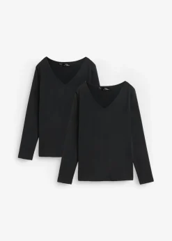 Mujer bonprix bonprix Camiseta ajustada de manga larga (2 unidades)