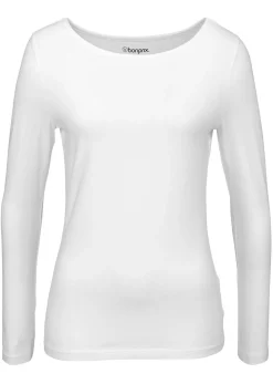 bonprix bonprix Básicos|Camisetas>Camiseta ajustada de manga larga Blanco