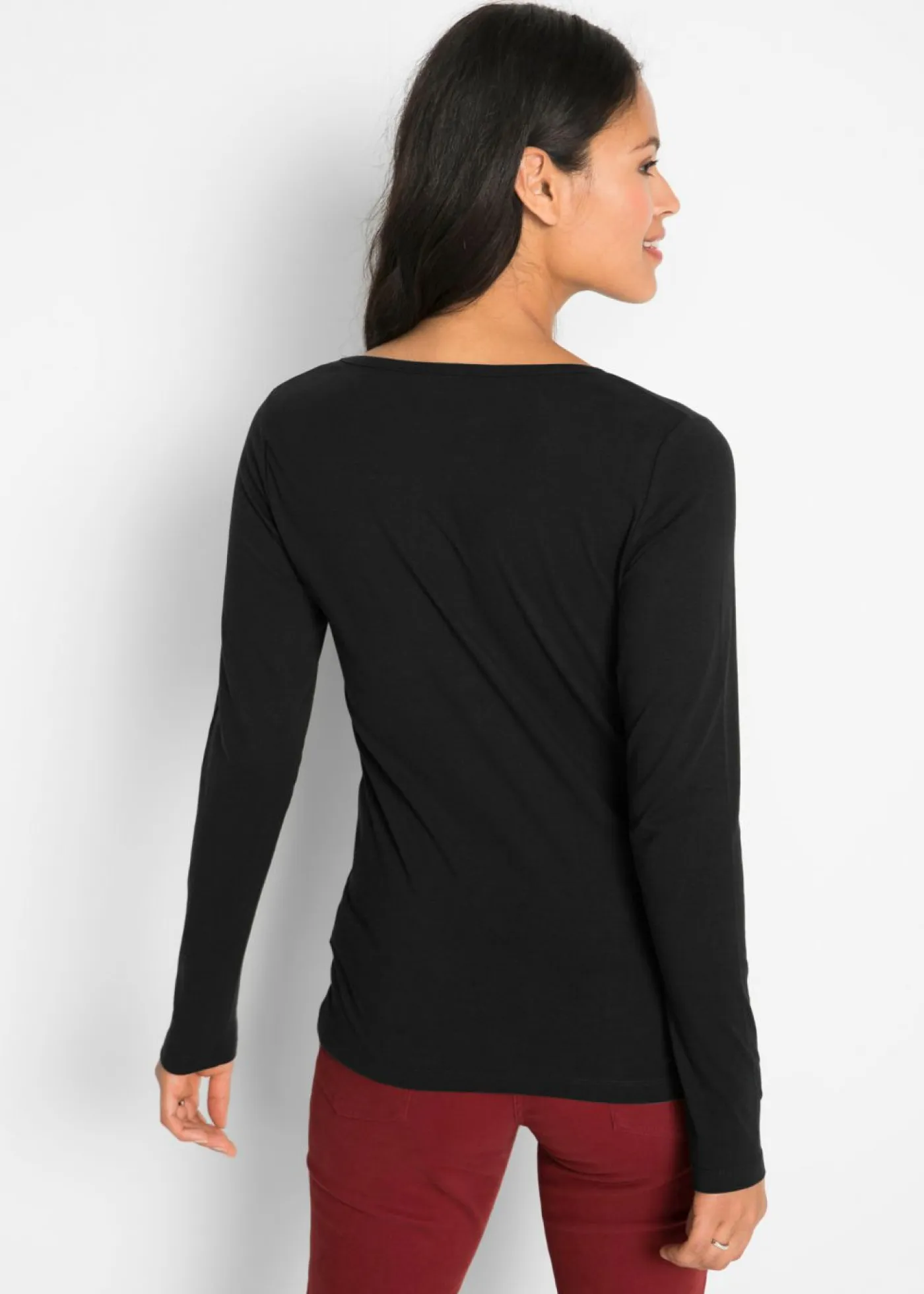 bonprix bonprix Básicos|Camisetas>Camiseta ajustada de manga larga Negro