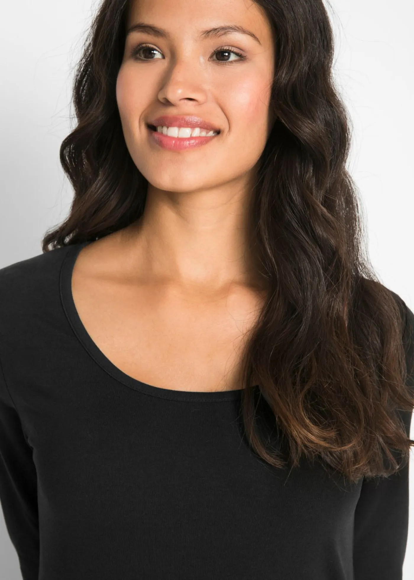 bonprix bonprix Básicos|Camisetas>Camiseta ajustada de manga larga Negro