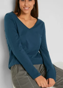 Mujer bonprix bonprix Camiseta ajustada de manga larga (2 unidades)