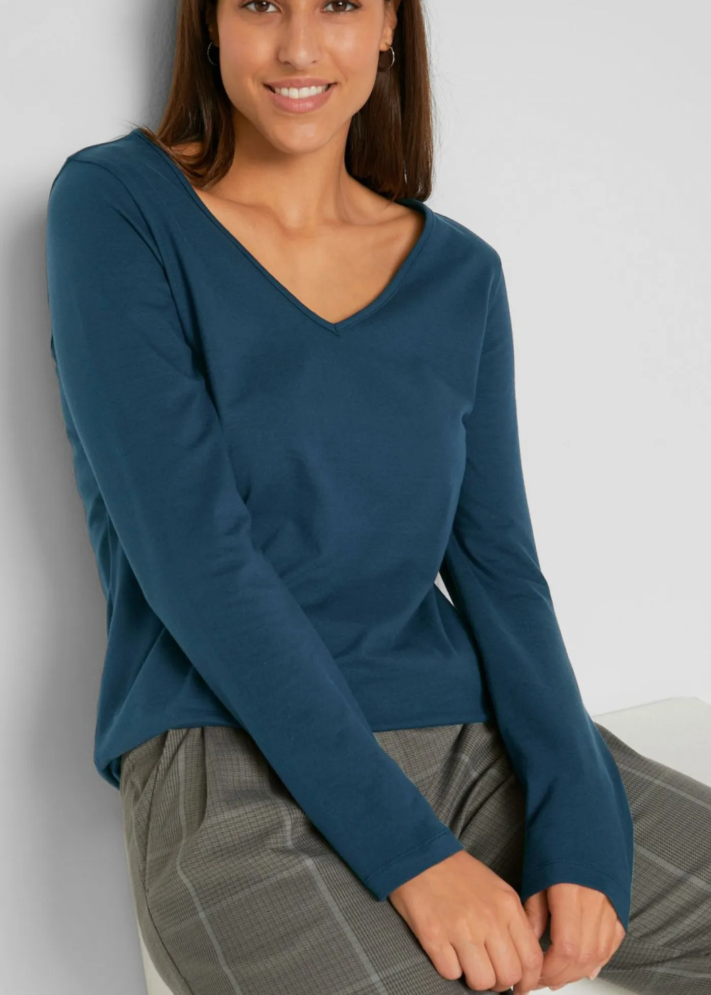 Mujer bonprix bonprix Camiseta ajustada de manga larga (2 unidades)