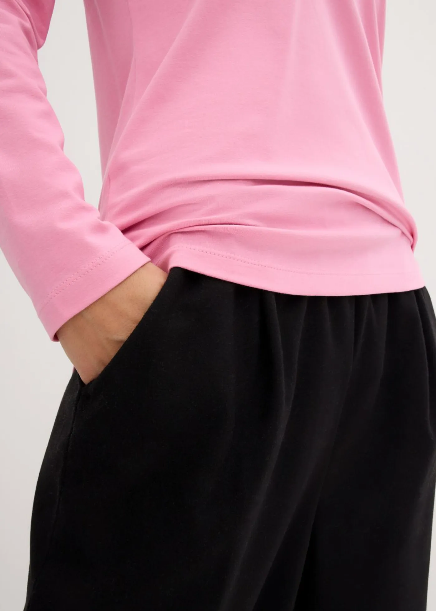 bonprix bonprix Básicos|Camisetas>Camiseta ajustada de manga larga (2 unidades) Rosa orquídea+negro