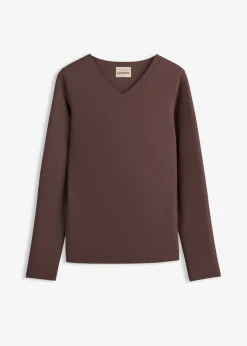 bonprix bonprix Básicos|Camisetas>Camiseta ajustada de manga larga Marrón café