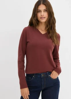 bonprix bonprix Básicos|Camisetas>Camiseta ajustada de manga larga Marrón café