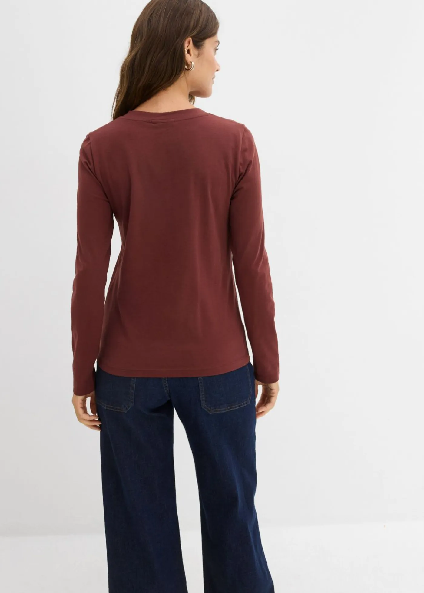 bonprix bonprix Básicos|Camisetas>Camiseta ajustada de manga larga Marrón café