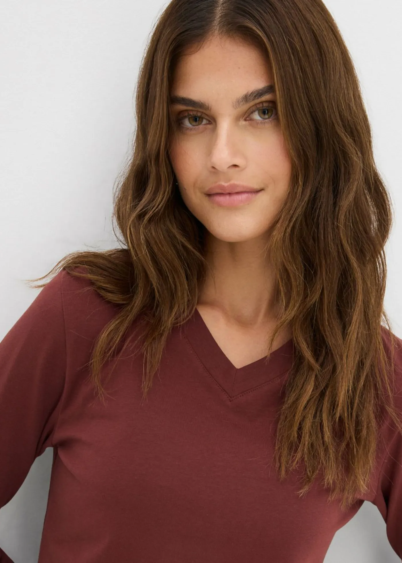 bonprix bonprix Básicos|Camisetas>Camiseta ajustada de manga larga Marrón café