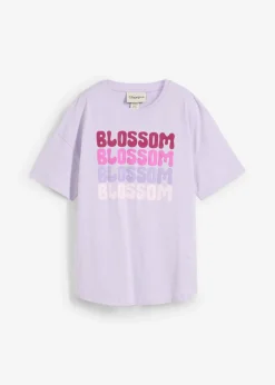 bonprix bonprix Camisetas>Camiseta boxy oversize de algodón orgánico Lila pastel estampado