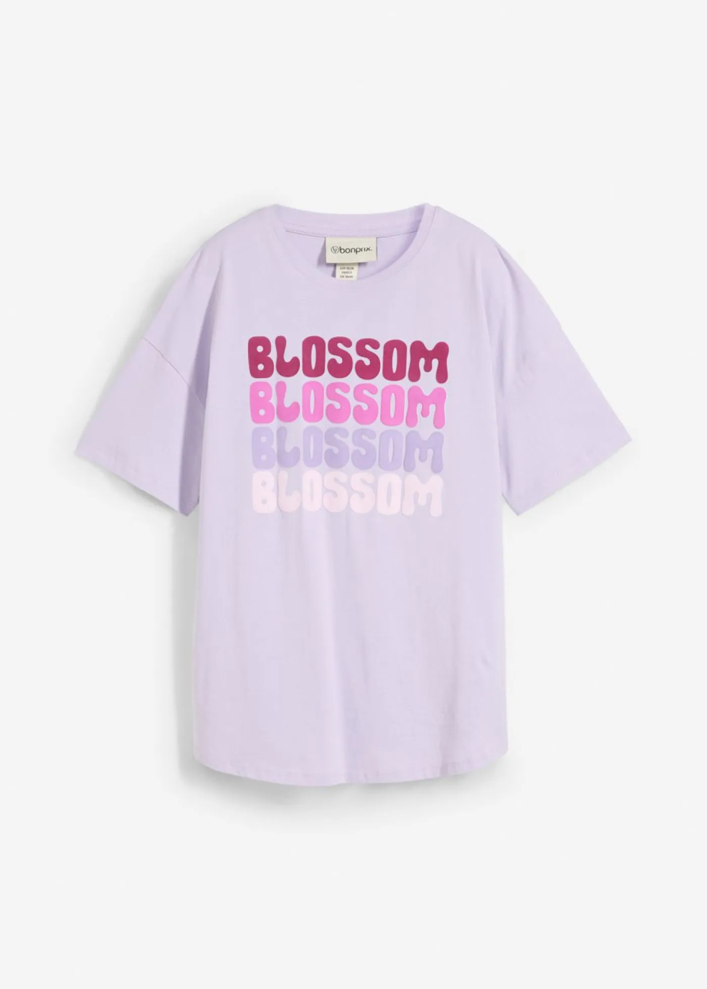 bonprix bonprix Camisetas>Camiseta boxy oversize de algodón orgánico Lila pastel estampado