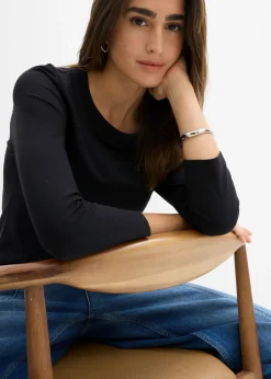 Mujer bonprix bonprix Camiseta con algodón orgánico puro con mangas 3/4