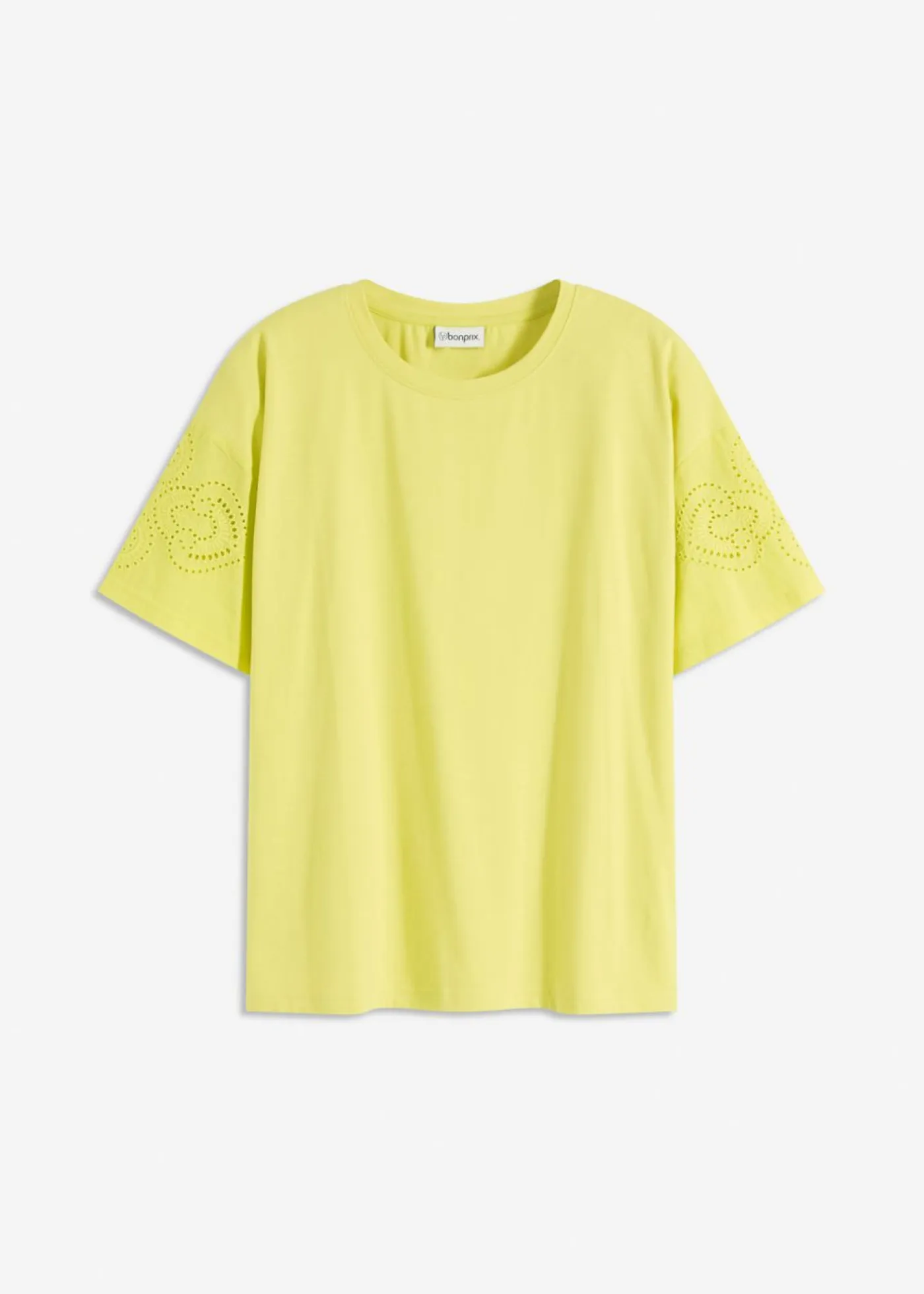 bonprix bonprix Camisetas>Camiseta con bordado calado Amarillo cítrico