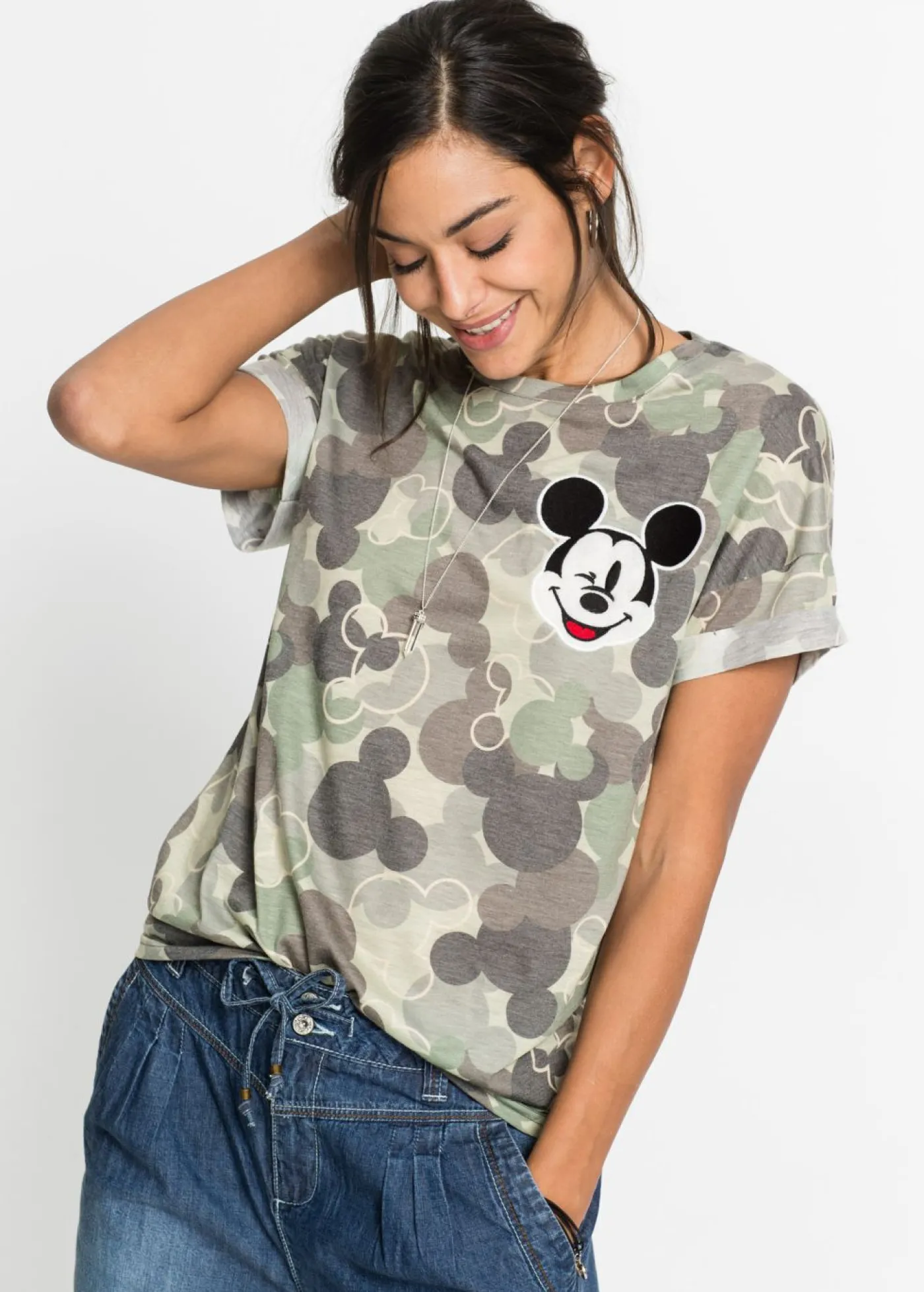 Mujer bonprix Disney Camiseta con bordado de Mickey Mouse