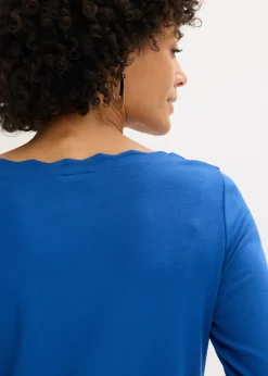 Mujer bonprix bonprix Camiseta con borde ondulado en Punto di Roma