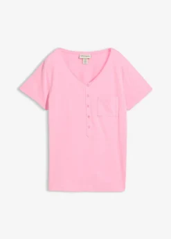 bonprix bonprix Camisetas|Novedades>Camiseta con botones Rosa
