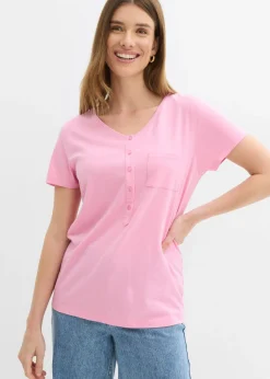 bonprix bonprix Camisetas|Novedades>Camiseta con botones Rosa