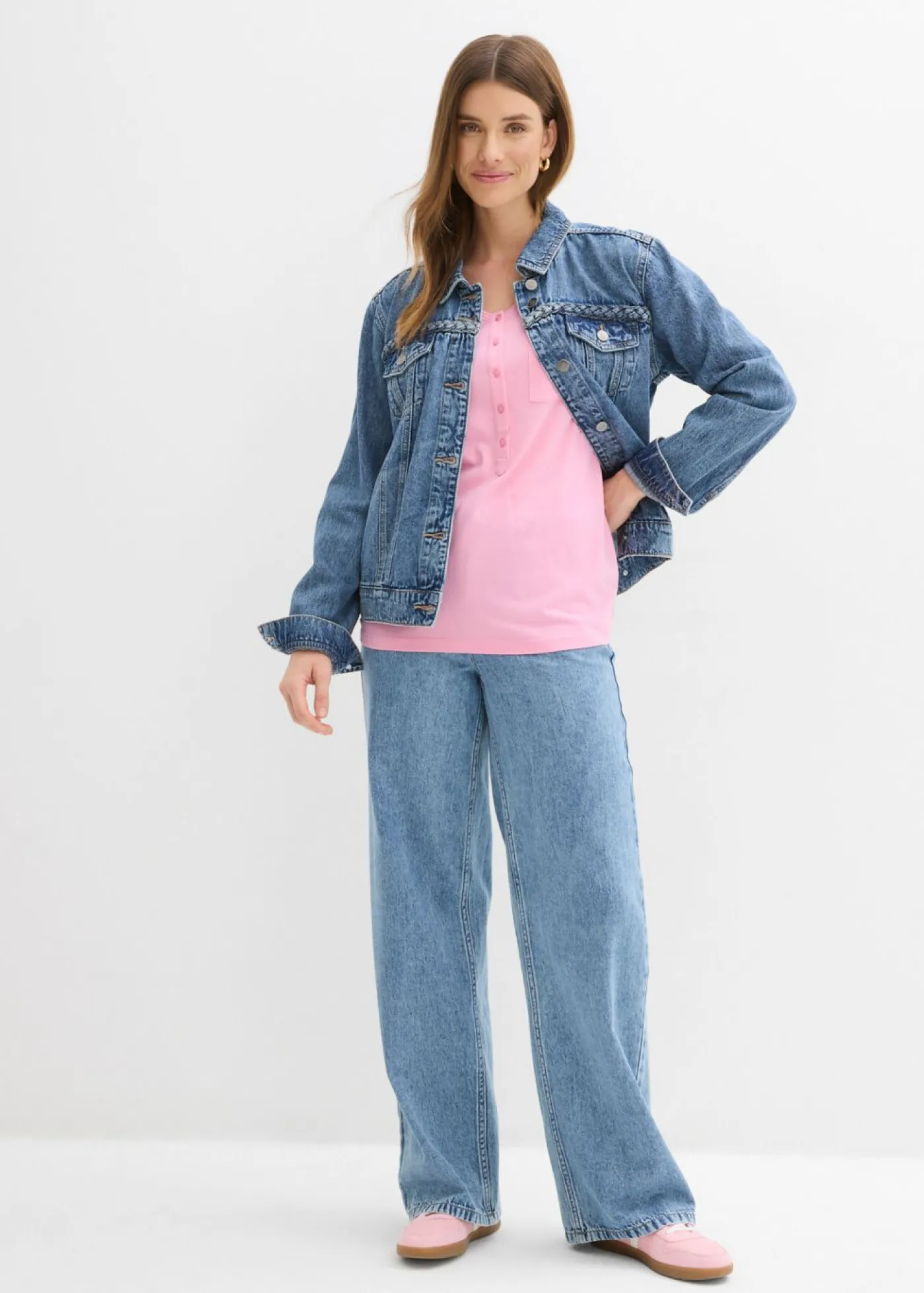 bonprix bonprix Camisetas|Novedades>Camiseta con botones Rosa