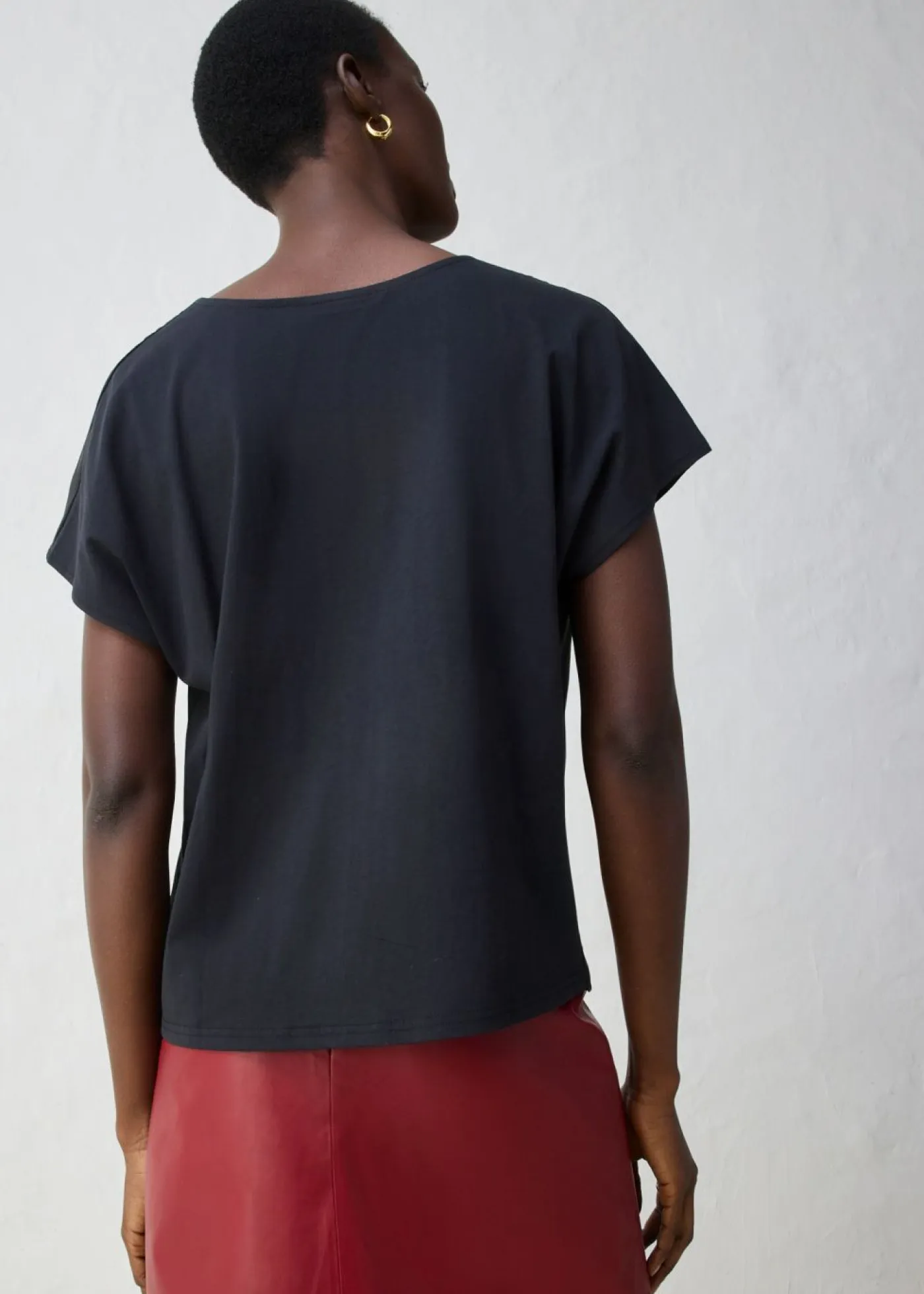 bonprix bonprix Premium|Camisetas>Camiseta con contenido de seda e inserto de tejido Negro