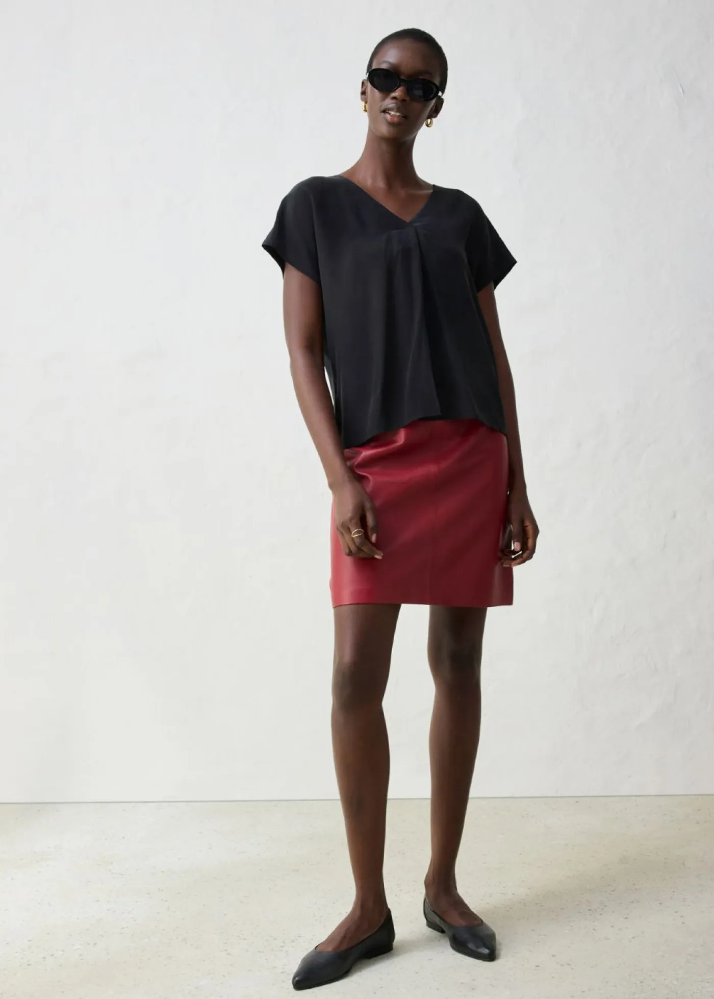 bonprix bonprix Premium|Camisetas>Camiseta con contenido de seda e inserto de tejido Negro