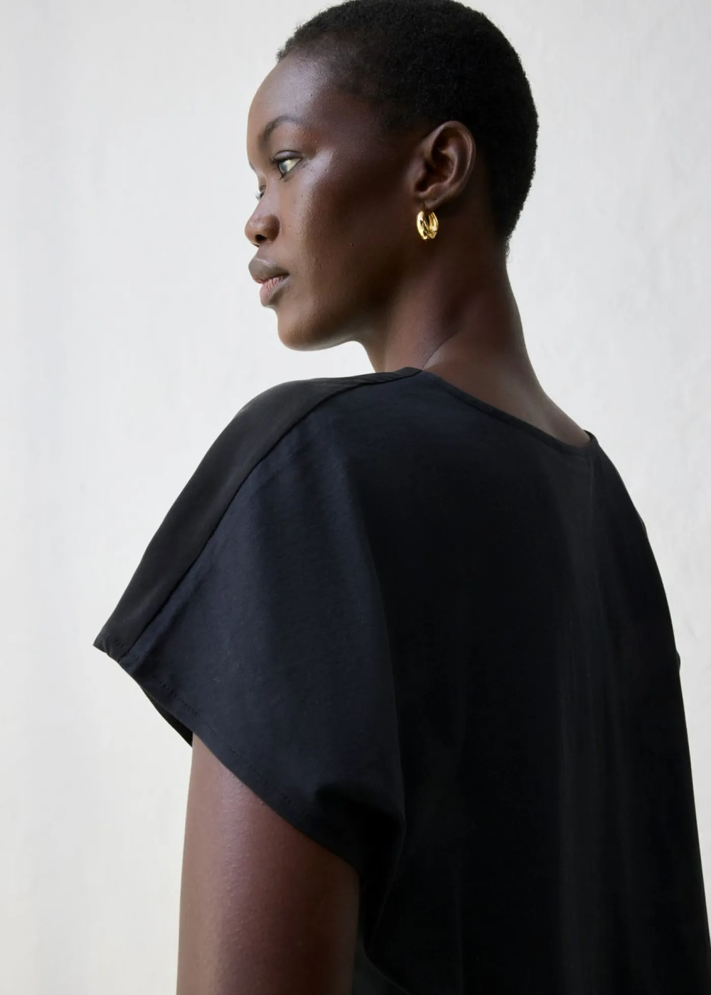 bonprix bonprix Premium|Camisetas>Camiseta con contenido de seda e inserto de tejido Negro