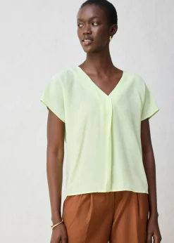 bonprix bonprix Premium|Camisetas>Camiseta con contenido de seda e inserto de tejido verde tiza