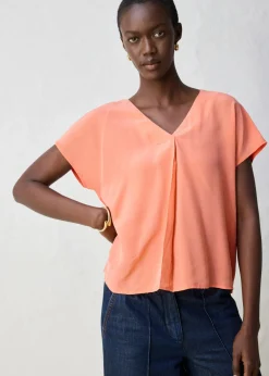 Mujer bonprix bonprix Camiseta con contenido de seda e inserto de tejido