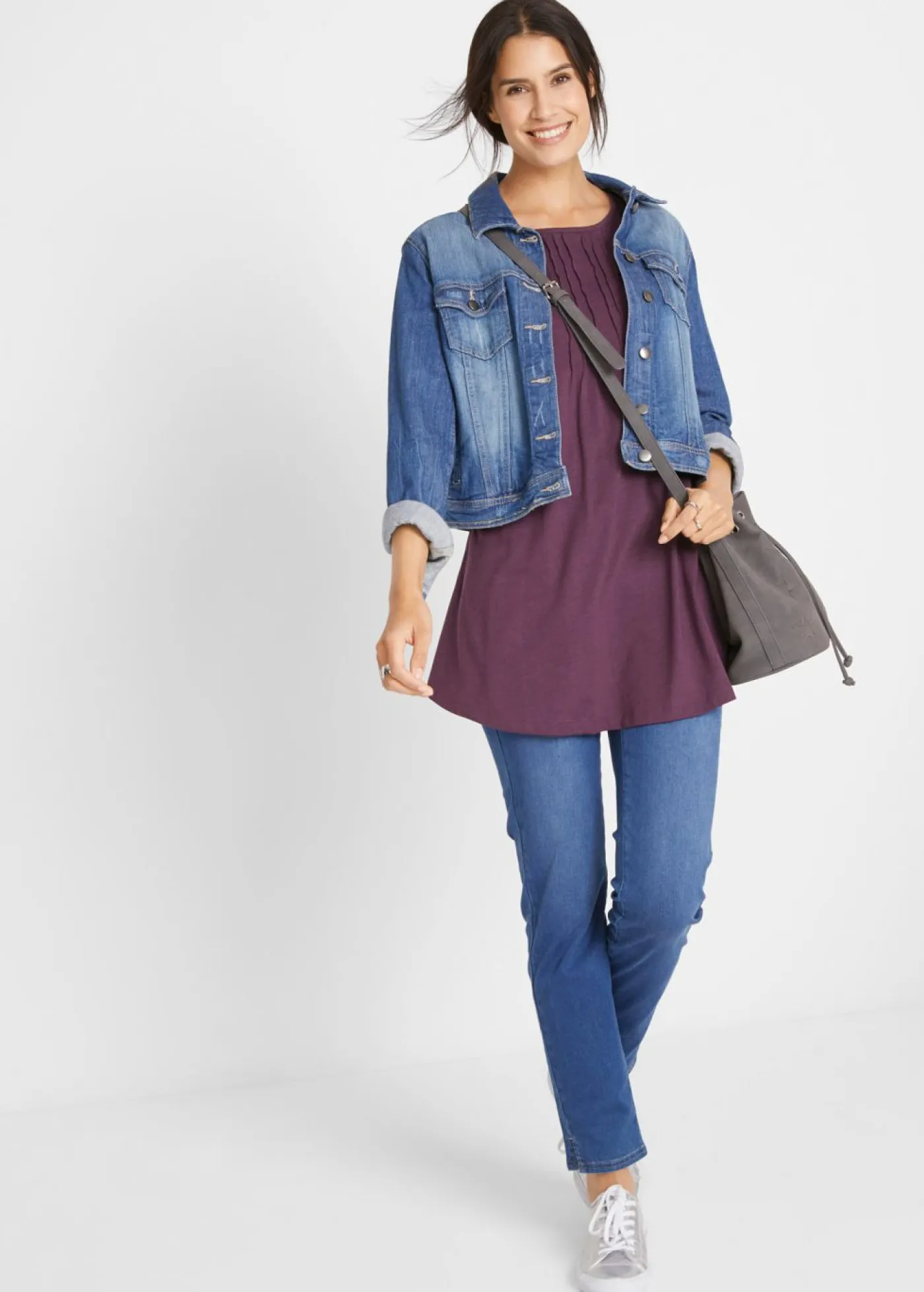 bonprix bonprix Camisetas>Camiseta con corte en A y manga corta Baya de saúco