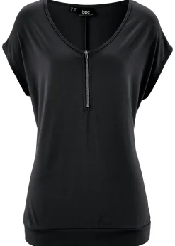 Mujer bonprix bonprix Camiseta con cremallera en el cuello
