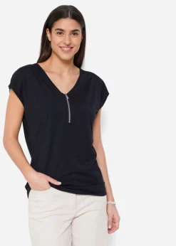 Mujer bonprix bonprix Camiseta con cremallera en el cuello