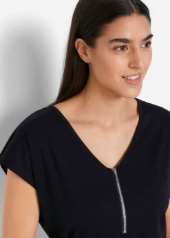 Mujer bonprix bonprix Camiseta con cremallera en el cuello