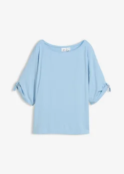 bonprix bonprix Camisetas>Camiseta con cuello barco Azul claro