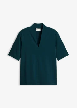 bonprix bonprix Camisetas|Novedades>Camiseta con cuello chimenea Verde intenso