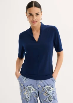 bonprix bonprix Camisetas|Novedades>Camiseta con cuello chimenea Azul marino