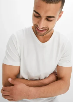 Hombre bonprix bonprix Camiseta con cuello en V (3 unidades)