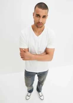 Hombre bonprix bonprix Camiseta con cuello en V (3 unidades)
