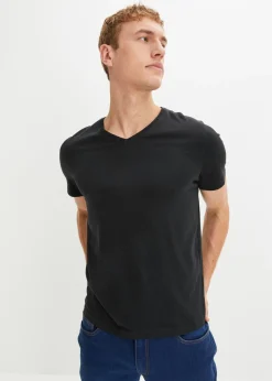 Hombre bonprix bonprix Camiseta con cuello en V (3 unidades)