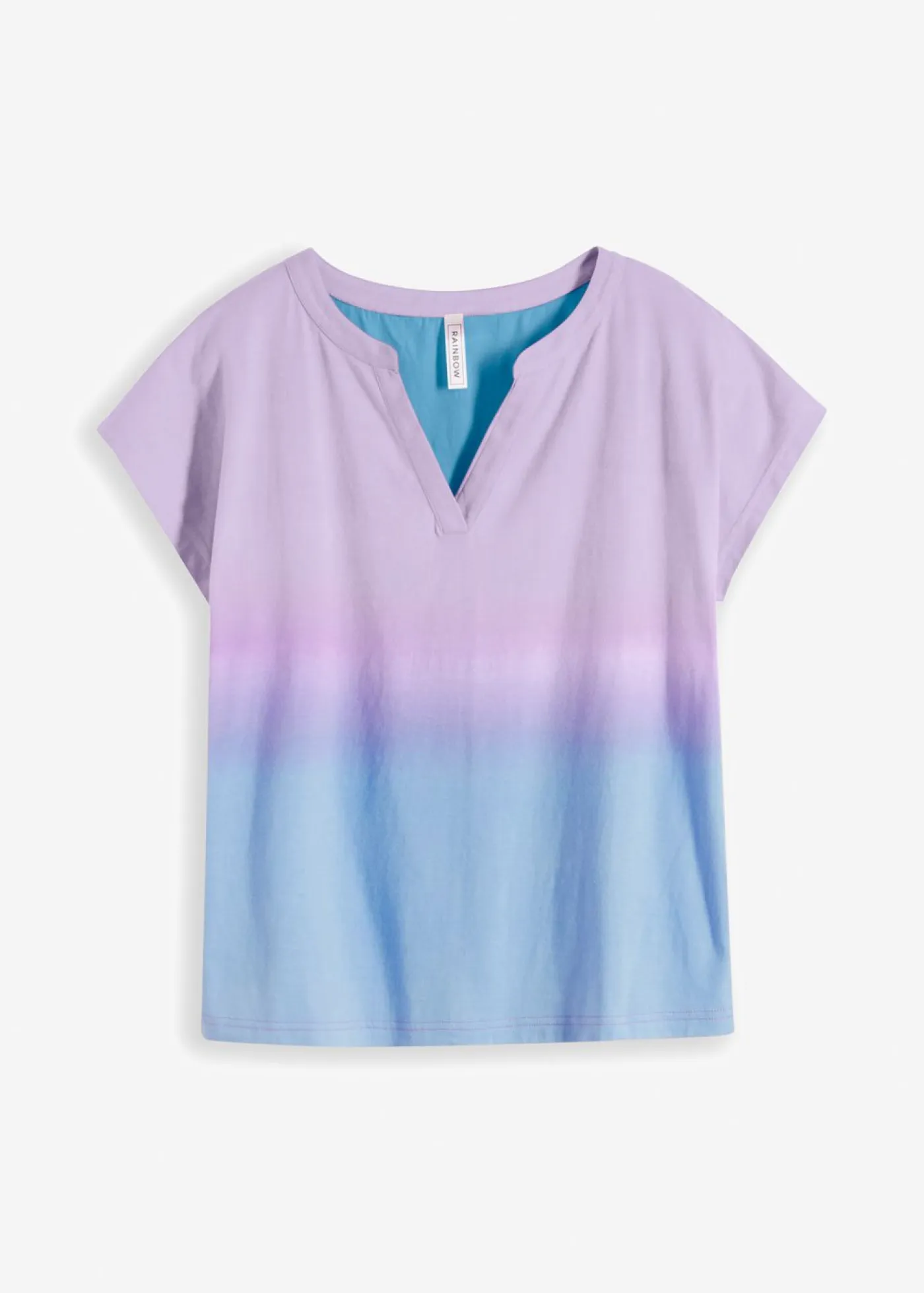 bonprix bonprix Camisetas>Camiseta con cuello henley y efecto ombré azul-lila