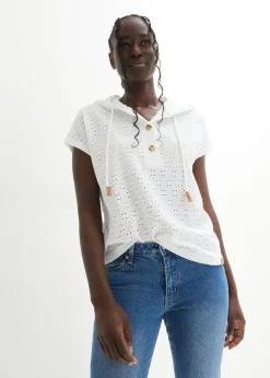 bonprix bonprix Camisetas>Camiseta con cuello henley Blanco