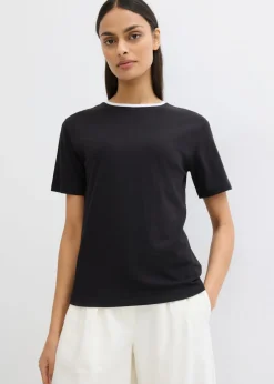bonprix bonprix Esenciales|Camisetas>Camiseta con detalle de contraste Negro