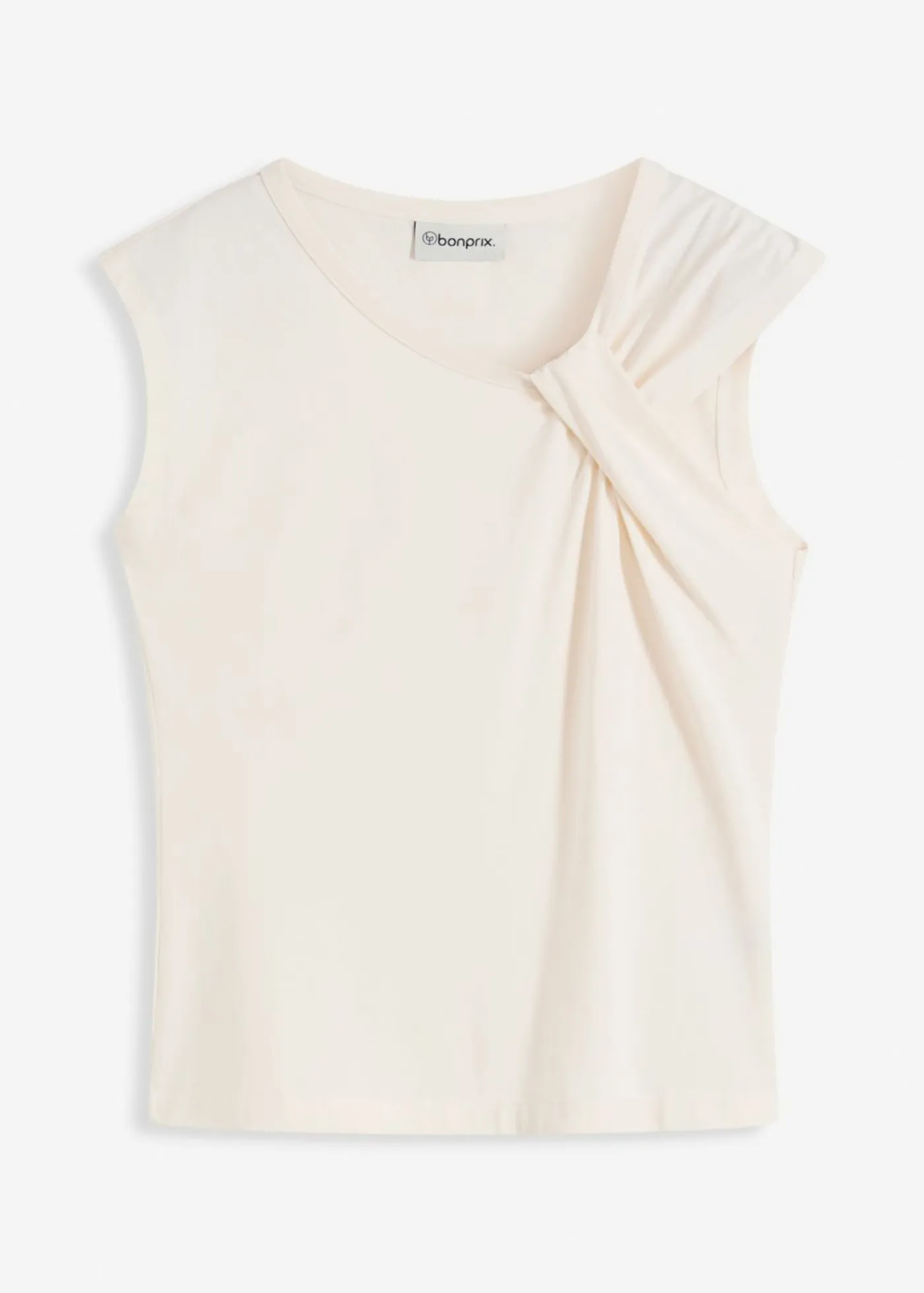 bonprix bonprix Camisetas>Camiseta con detalle de nudo Beige natural