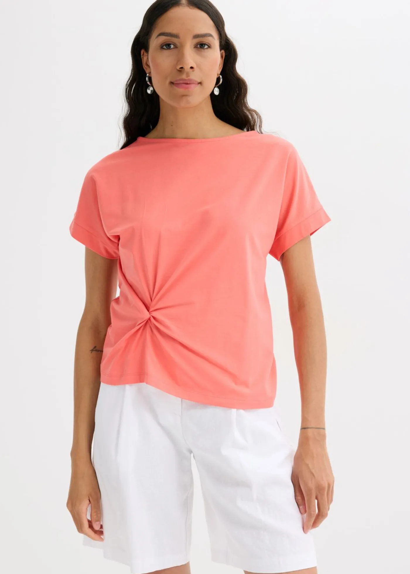 bonprix bonprix Camisetas>Camiseta con detalle de nudo Salmón claro