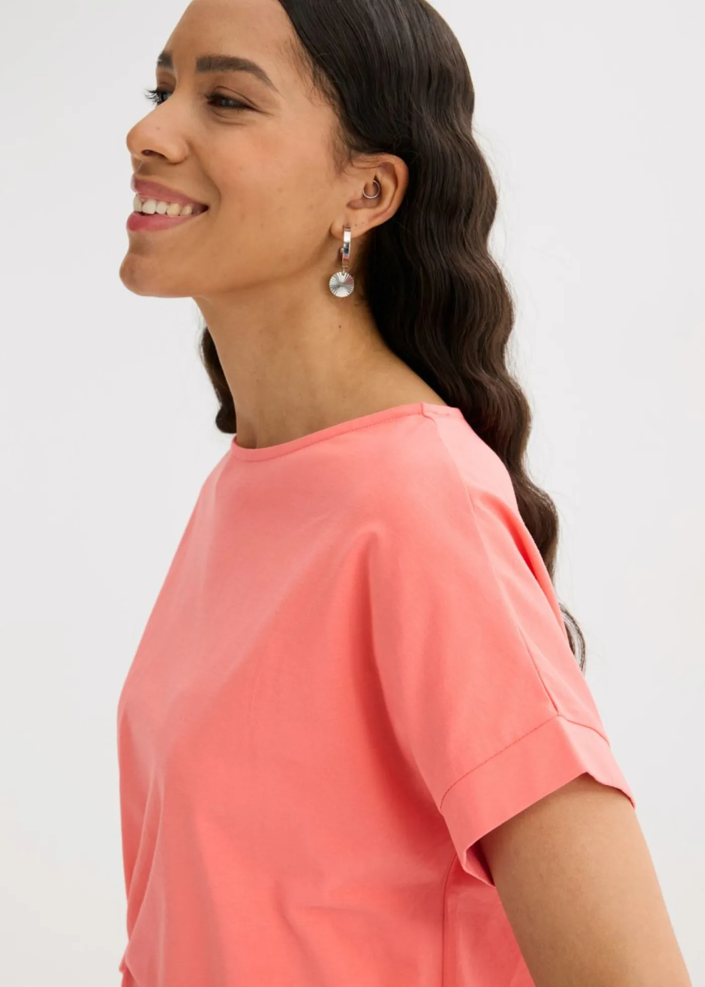 bonprix bonprix Camisetas>Camiseta con detalle de nudo Salmón claro