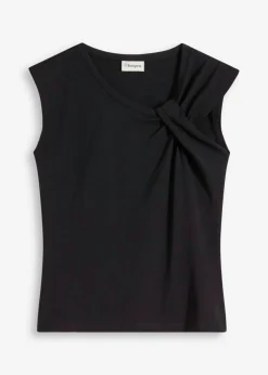 bonprix bonprix Camisetas>Camiseta con detalle de nudo Negro