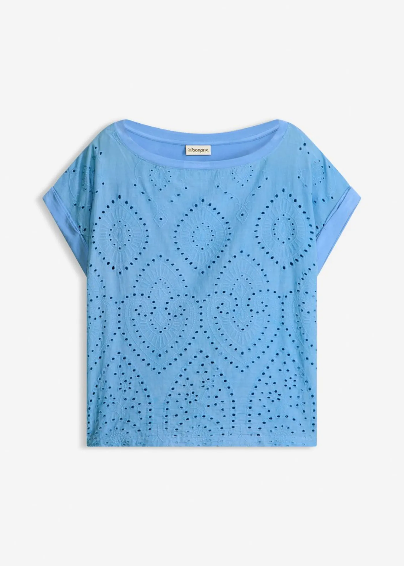 bonprix bonprix Camisetas|Novedades>Camiseta con encaje calado azul provenzal