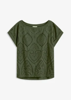 Mujer bonprix bonprix Camiseta con encaje calado