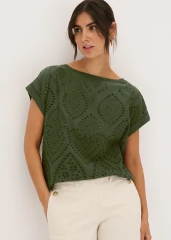 Mujer bonprix bonprix Camiseta con encaje calado