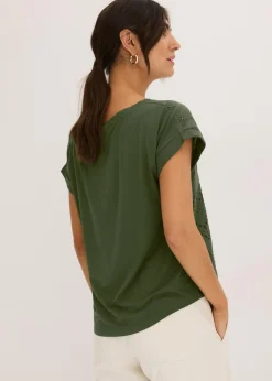 Mujer bonprix bonprix Camiseta con encaje calado