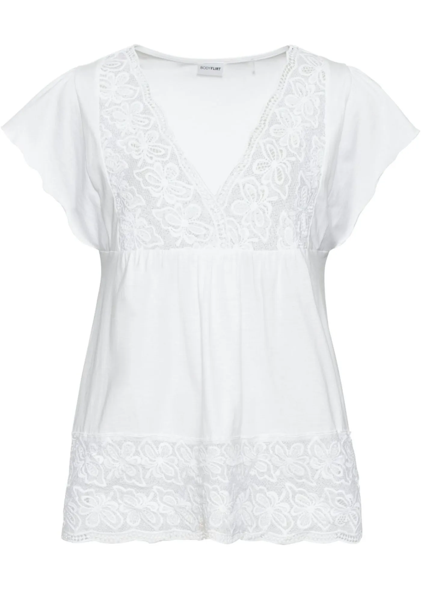 Mujer bonprix bonprix Camiseta con encaje en el escote