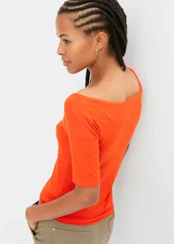 Mujer bonprix bonprix Camiseta con escote bañera en mezcla de viscosa