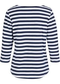 bonprix bonprix Básicos|Camisetas>Camiseta con escote barco Blanco-azul marino con rayas